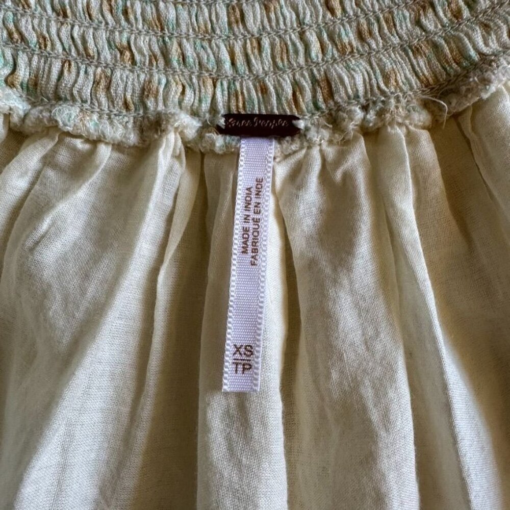 Free People jillian Cream Butter Yellow Ditzy Floral Eyelet Mini Skirt X-Small - Picture 9 of 9